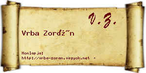 Vrba Zorán névjegykártya